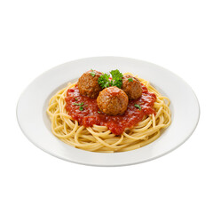 Isolated Spaghetti Meatballs Dish With Italian Sauce Transparent Background