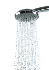 Shower Spraying Water Closeup