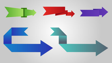 Set different flat ribbons banners arrow 