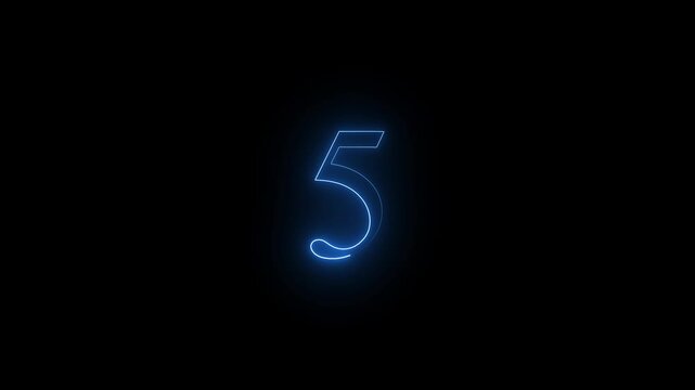 neon 5 number icon with a bright, glowing effect, smoothly transitioning between colors. 
