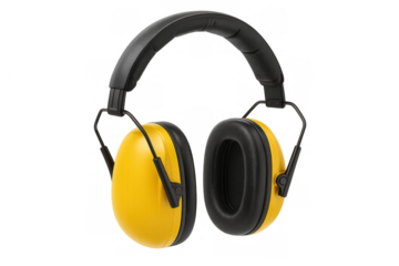 Ear protection guarding against loud noise, blocking potential hearing damage with clean transparent background