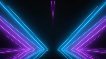 Purple and Cyan Neon Laser Stage Animation with Glowing Light Beams in Sci-Fi Setup - Powered by Adobe