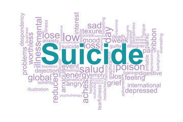word cloud template background design .Concept of Suicide.	