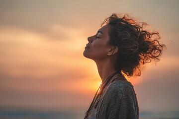 Embracing the sunset with positivity and calmness for a brighter tomorrow