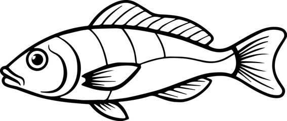 Cleaner wrasse fish outline vector illustration 