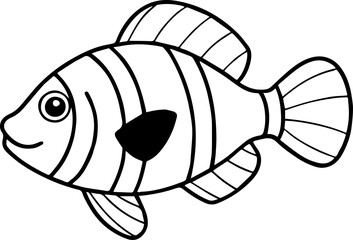 Clownfish outline vector illustration drawing