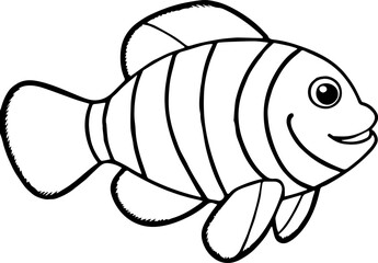 Clownfish outline vector illustration drawing
