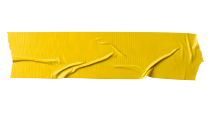 Torn Yellow Adhesive Tape Isolated On Transparent Background