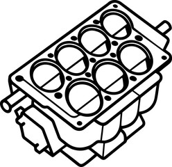 Cylinder head outline vector illustration drawing