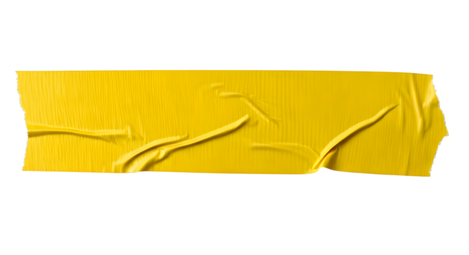 Torn Yellow Adhesive Tape Isolated On Transparent Background