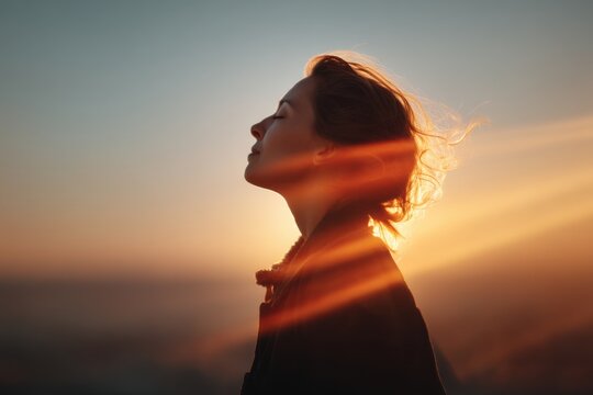 Manifestation and positive thinking at sunset for personal growth and mindfulness