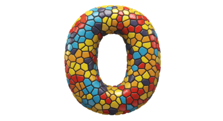 Mosaic Number Zero Tile Pattern 3d Render On Transparent Background