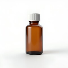 Fototapeta premium Little Brown Medical Bottle Isolated on White or Transparent Background