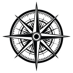 Black and white compass rose symbol navigation direction