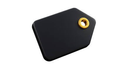 Shiny Black Tag Price Label 3D Render Isolated Transparent Background