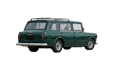 Vintage Green Station Wagon Rear View