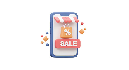 Online Shopping Sale App Mobile Promotion Offer 3D Illustration