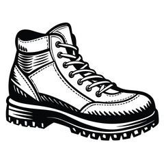 Black and white hiking boot silhouette footwear shoe