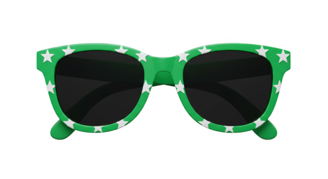 Stars Green Sunglasses Summer Accessory Transparent Background Isolated