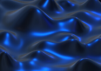 Dark Abstract silk liquid metallic texture design fluid metal substance wave effect 3d rendering