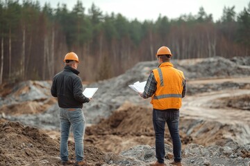 Builder inspection consultancy, inspector reviewing materials and structure at a construction site, ensuring quality and safety in building processes, Generative AI