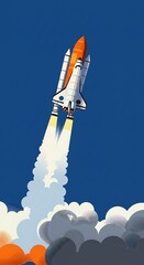 Obraz premium Rocket Launch A Stylized Illustration of Space Exploration and Technological Advancement into the Sky