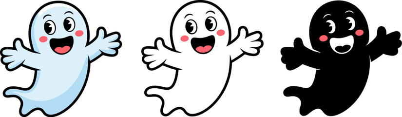 Obraz premium Cute halloween ghost vector illustration spooky cartoon ghost character design for halloween season party 100