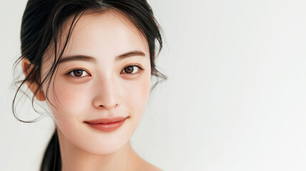 Naklejka premium ナチュラルなそばかすが魅力の女性・透明感とピュアな美しさ