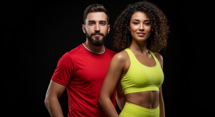 Obraz premium Fit Couple Athletic Man and Woman in Sportswear, Healthy Lifestyle, Fitness Motivation