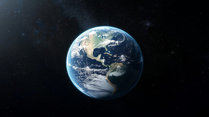 Fototapeta premium Planet Earth in space with visible continents and clouds