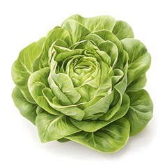 Fototapeta premium Butterhead Lettuce Fresh Tender Greens Isolated White Background