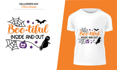 Halloween T Shirt Design Featuring Boo tiful Inside and Out with Spooky Elements themed