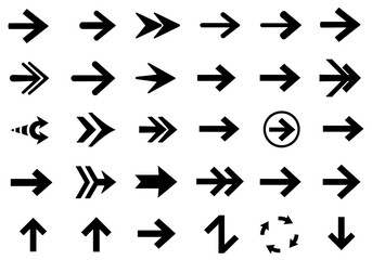 Collection of Various Arrow Shapes and Directions Indicating Movement and Progress