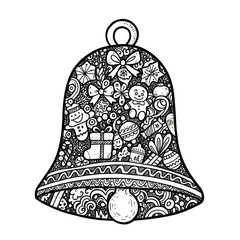 White Doodle Bell Ornament Christmas Celebration on Transparent
