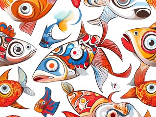 Fototapeta premium 彩魚曼荼羅