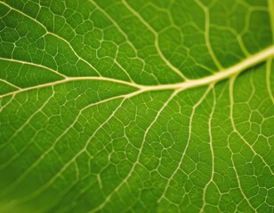 Obraz premium Macro photo of a green leaf with a clear and deep texture