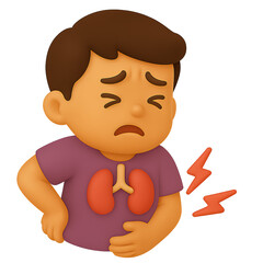 Cartoon Boy Experiencing Kidney Pain with Transparent Background Health Awareness Illustration