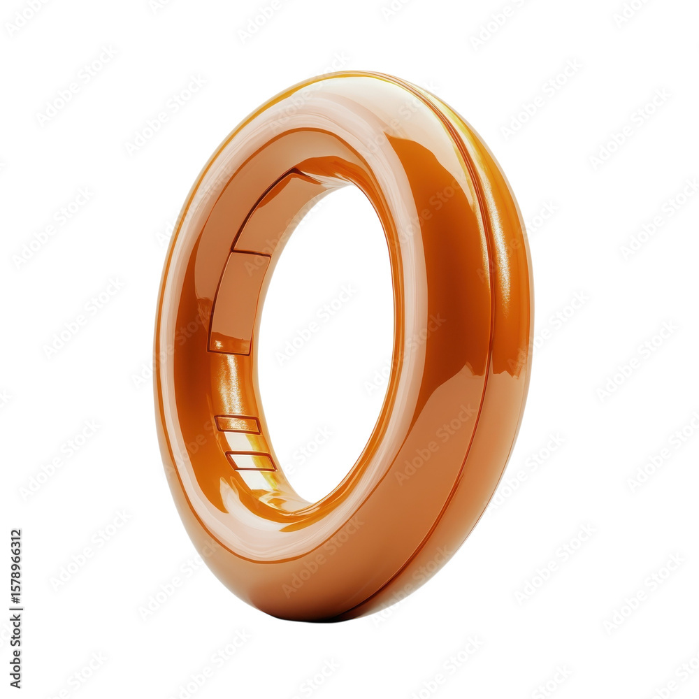 Fototapete glossy caramel ring floating on black 3d render object design element on transparent background
