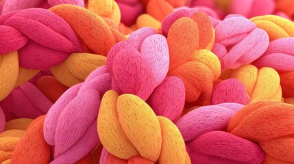 Abstract braided shapes, vibrant colors