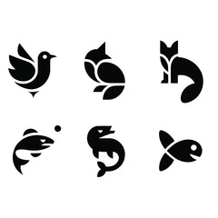 set of black silhouettes of cats