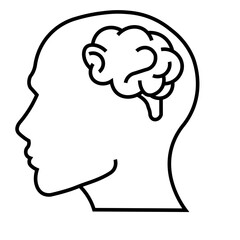 human head silhouette with brain