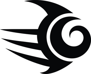 Black and white abstract swirl vector illustration icon design with a spiral shape and artistic concept