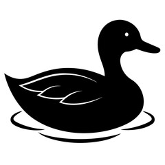 Duck Silhouette Floating on Water