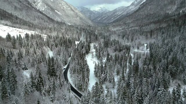 Winter on Lake Predil. View from above.