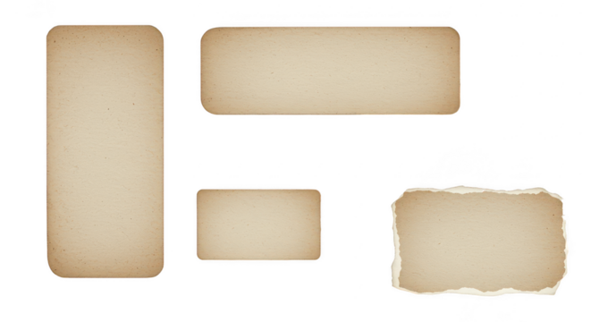 Vintage Paper Elements: Offering a collection of weathered paper elements, each piece exudes the warmth and character of aged material, ideal for design. 