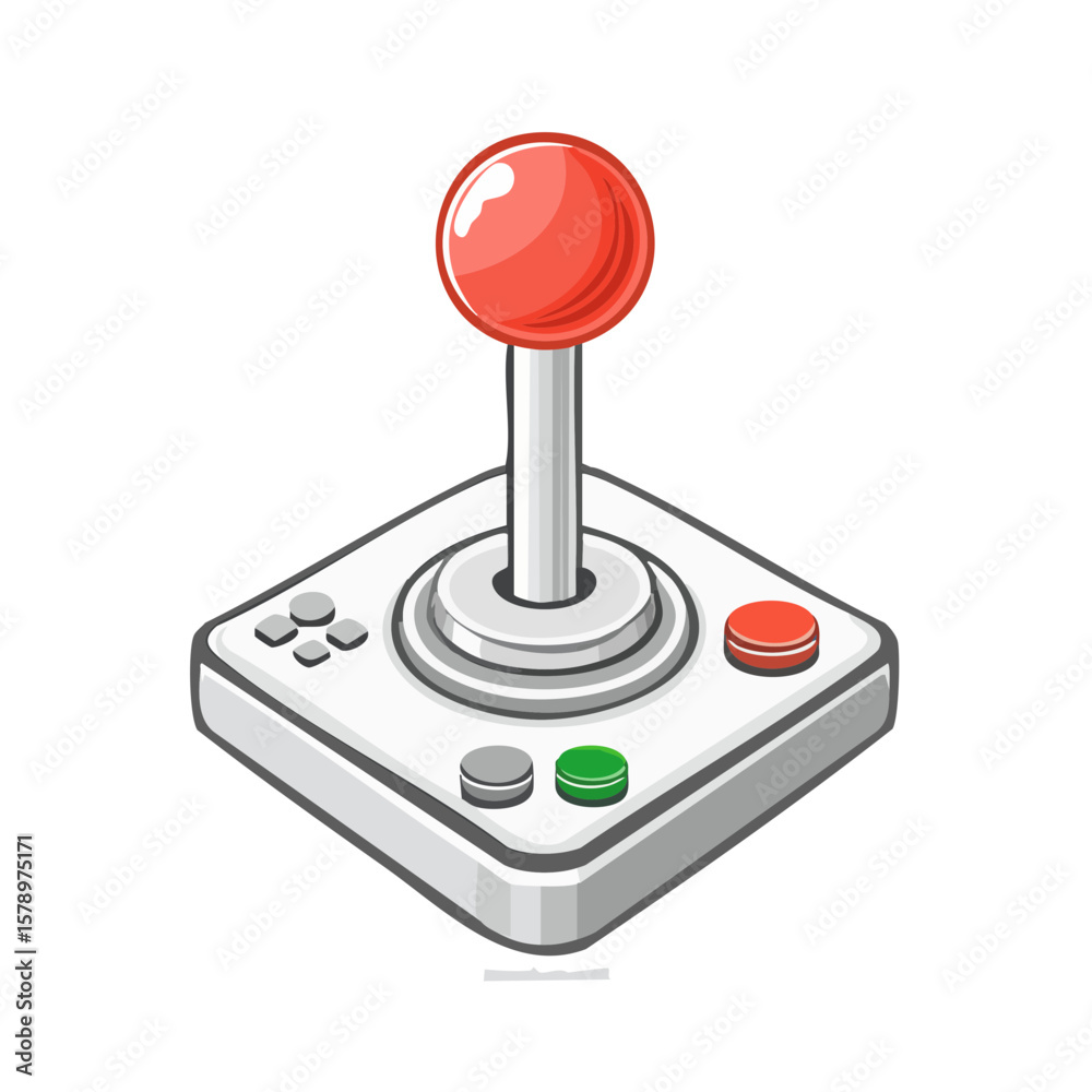 Fototapete retro gaming joystick illustration with buttons and control stick for arcade games or digital entert