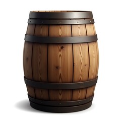 Fototapeta premium Old Wooden Oak Barrel Isolated on White or Transparent Background