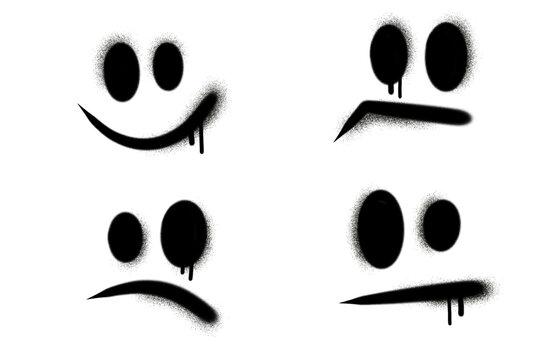 black spray emojy set illustration