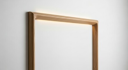 photo frame made of teak wood mounted on a white wall