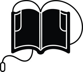 Vector illustration of an antique open book with a blank page and bookmark, symbolizing education and knowledge